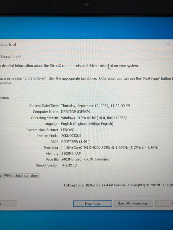 Lenovo Thinkpad E480 | Core i5 8th Generation | 8GB RAM 256GB SSD | Intel UHD Graphics 620 | Window 10