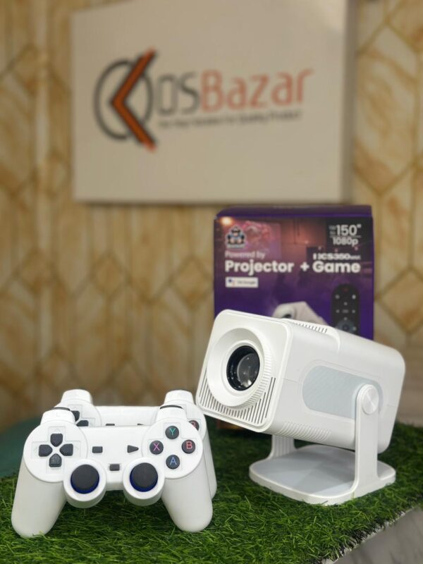 HCS350 Max Gaming Projector | 1080p FHD | 4K Support | Home & Gaming Use | 2 Gaming Joysticks | Up to 200-inch Big Screen | Hi-Fi Stereo Speakers + Bluetooth Audio